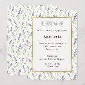 Pretty Lavender White Flowers Birthday Einladung (Vorne/Hinten)