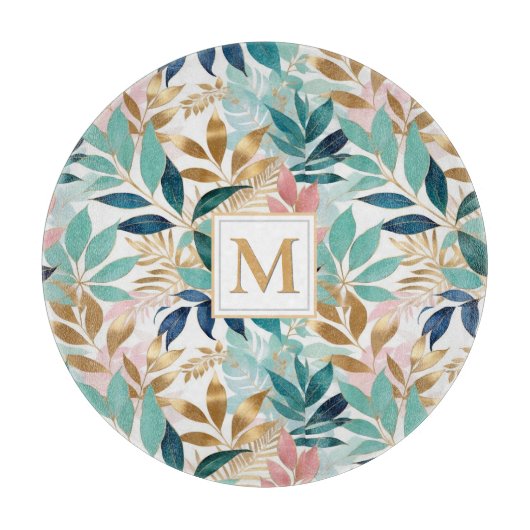 Pretty Leaves Patterned Summer Pastel Elegant Chic Schneidebrett (Vorderseite)