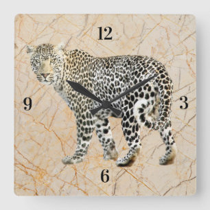 Pretty Leopard Wall Clock Quadratische Wanduhr