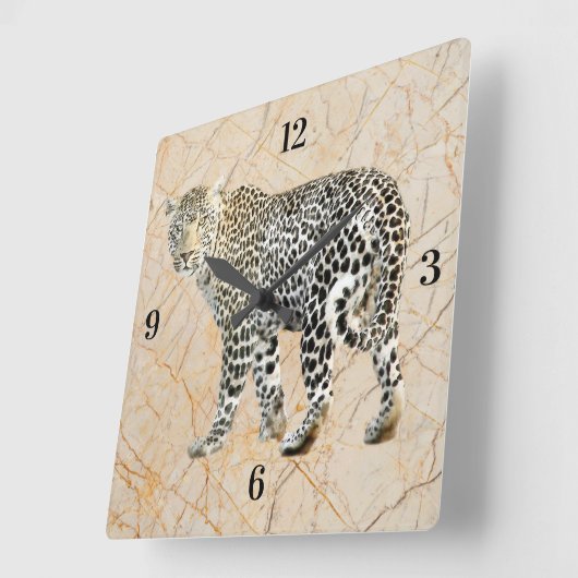 Pretty Leopard Wall Clock Quadratische Wanduhr (Winkel)