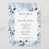 Pretty Light Blue White Flowers Bridal Shower Einladung (Vorne/Hinten)