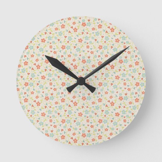 Pretty Light Pastel Spring Floral Runde Wanduhr (Vorderseite)