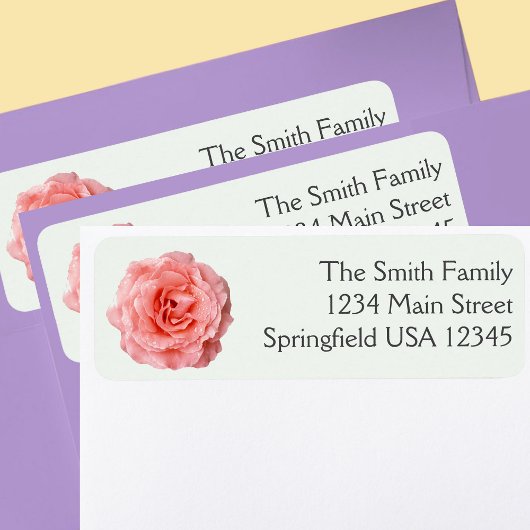 Pretty Light Pink Rose Floral Return Address
