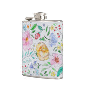 Pretty Light Watercolor Flowers and Buds Pattern Flachmann (Links)