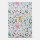 Pretty Light Watercolor Flowers and Buds Pattern Geschirrtuch (Vertikal)