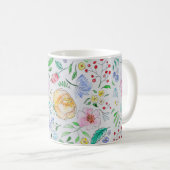 Pretty Light Watercolor Flowers and Buds Pattern Kaffeetasse (VorderseiteRechts)