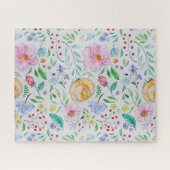 Pretty Light Watercolor Flowers and Buds Pattern Puzzle (Horizontal)