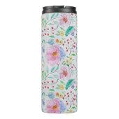 Pretty Light Watercolor Flowers and Buds Pattern Thermosbecher (Rückseite)
