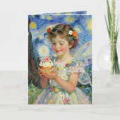 Pretty Little Fairy Girl & Butterfly Birthday Karte (Vorderseite)