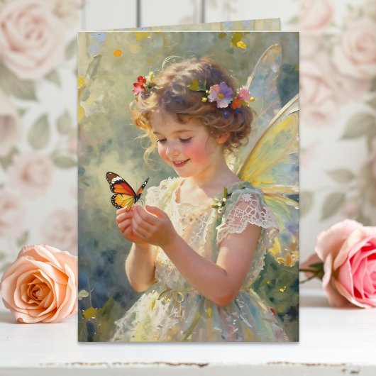 Pretty Little Fairy Girl Happy Birthday Karte