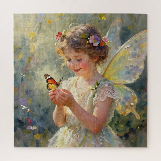 Pretty Little Fairy Girl holding a Butterfly Puzzle (Vertikal)