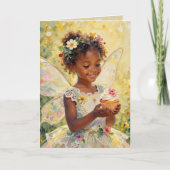 Pretty Little Fairy Girl with Cupcake Birthday Karte (Vorderseite)
