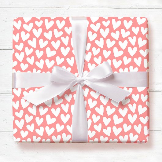 Pretty Love Heart Pattern Apricot Pink Valentine Geschenkpapier
