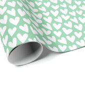 Pretty Love Heart Pattern Mint White Valentine Geschenkpapier (Rolleneckpunkt)
