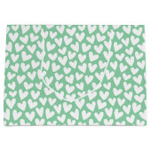 Pretty Love Heart Pattern Mint White Valentine Große Geschenktüte (Vorderseite)
