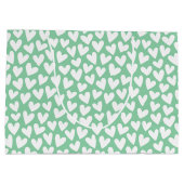 Pretty Love Heart Pattern Mint White Valentine Große Geschenktüte (Rückseite)