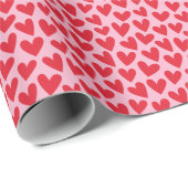 Pretty Love Heart Pattern Pink Red Valentine Geschenkpapier (Rolleneckpunkt)