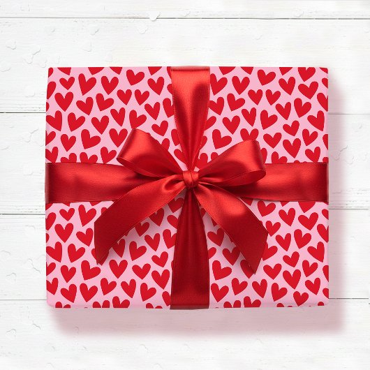 Pretty Love Heart Pattern Pink Red Valentine Geschenkpapier
