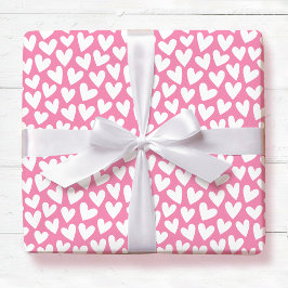 Pretty Love Heart Pattern Pink White Valentine Geschenkpapier
