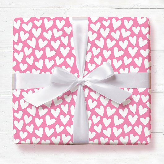 Pretty Love Heart Pattern Pink White Valentine Geschenkpapier