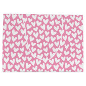 Pretty Love Heart Pattern Pink White Valentine Große Geschenktüte (Rückseite)