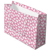 Pretty Love Heart Pattern Pink White Valentine Große Geschenktüte (Vorderseite Schrägansicht)