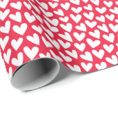 Pretty Love Heart Pattern Red White Valentine Geschenkpapier (Rolleneckpunkt)