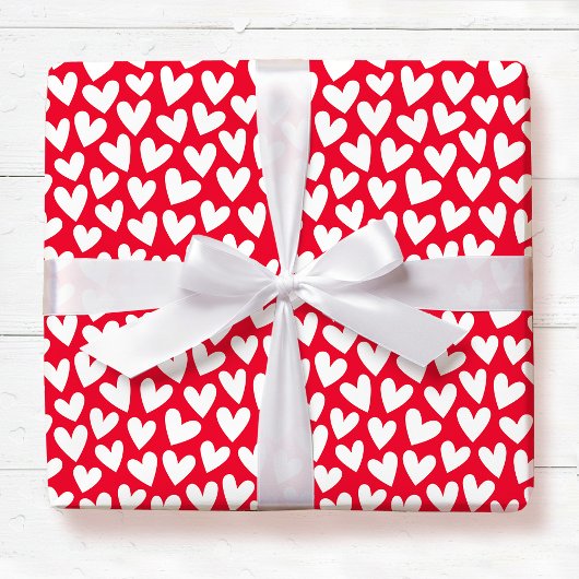Pretty Love Heart Pattern Red White Valentine Geschenkpapier