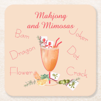 Pretty Mahjong Tiles and Fancy Cocktail Rechteckiger Pappuntersetzer