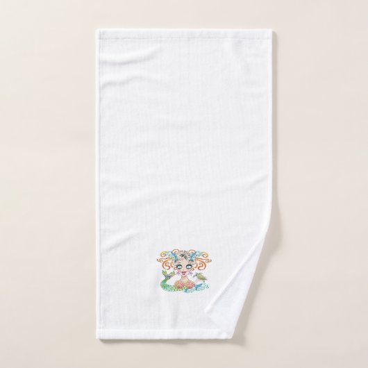 Pretty Mermaid with Turtle on White Handtuch (Handtuch)