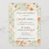 Pretty Mint Peach Floral Bridal Shower Einladung (Vorne/Hinten)