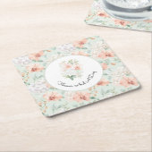  Pretty Mint Peach Orchid Flowers Wedding Rechteckiger Pappuntersetzer (angewinkelt)