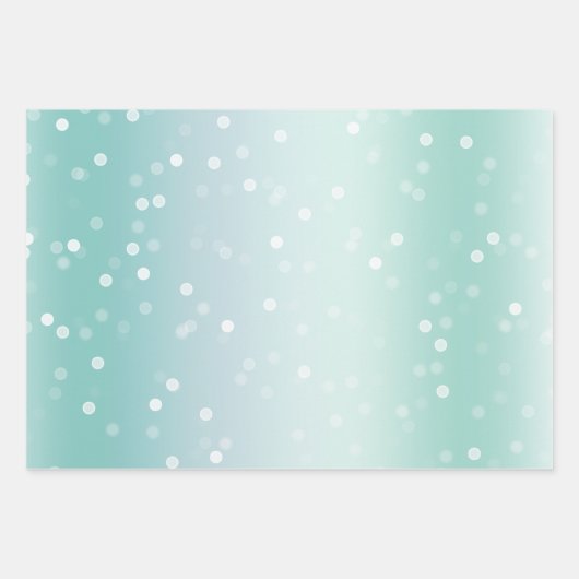 Pretty Mint White Bokeh Dots Celebration Christmas Geschenkpapier Set (Vorderseite)