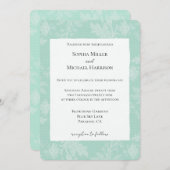 Pretty Mint White Floral Faux Lace Wedding Einladung (Vorne/Hinten)