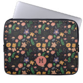 Pretty Modern Dark Floral Pattern Monogram Laptopschutzhülle (Vorderseite)