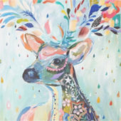 Pretty Modern Deer Art Flower Antlers Aufkleber (Vorderseite)