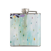 Pretty Modern Deer Art Flower Antlers Flachmann (Rückseite)