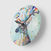 Pretty Modern Deer Art Flower Antlers Runde Wanduhr (Winkel)