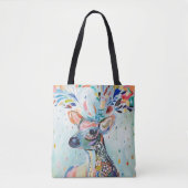 Pretty Modern Deer Art Flower Antlers Tasche (Vorderseite)