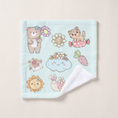 Pretty monogram hand drawn artwork Pink Blue Kids Badhandtuch Set (Waschlappen)