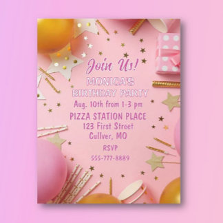 Pretty n Pink! Custom Birthday Party Invitation Einladung