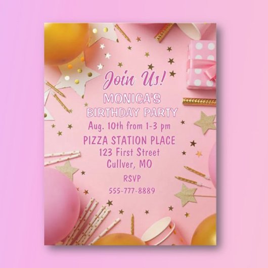 Pretty n Pink! Custom Birthday Party Invitation Einladung