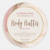 Pretty Neutral Pink Brushstroke Gold Product Label Runder Aufkleber (Vorderseite)