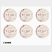 Pretty Neutral Pink Brushstroke Gold Product Label Runder Aufkleber (Blatt)
