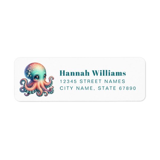 Pretty Octopus Return Address Labels (Vorne)
