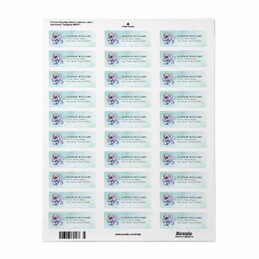 Pretty Octopus Return Address Labels (Vorne)