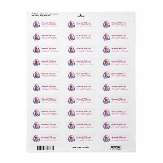 Pretty Octopus Return Address Labels (Vorne)