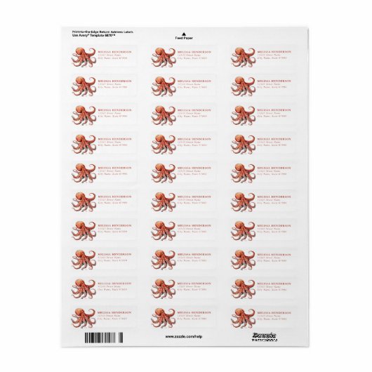 Pretty Octopus Return Address Labels (Vorne)