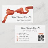 Pretty Orange Bow Beauty QR Code Visitenkarte (Vorne/Hinten)