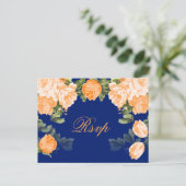 Pretty Orange Floral on Navy Blue Postkarte (Stehend Vorderseite)